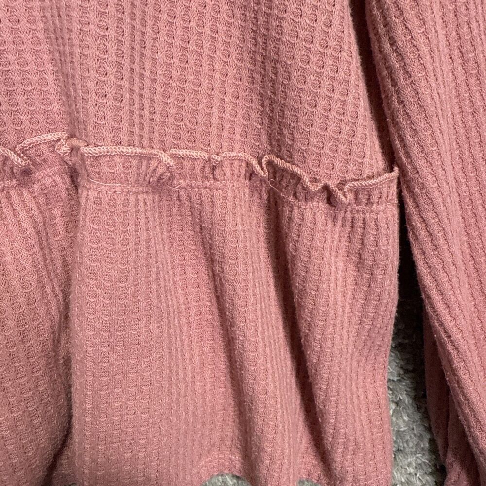 Sadie & Sage Women’s Waffle Knit Boxy Peplum Blouse Top Medium Pink - Picture 10 of 14